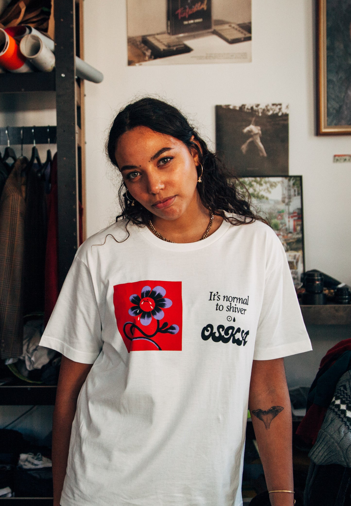 OSKA T-Shirt "Flower" -white